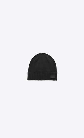 SAINT LAURENT Hats Man Knit Hat in Black Wool a_V4